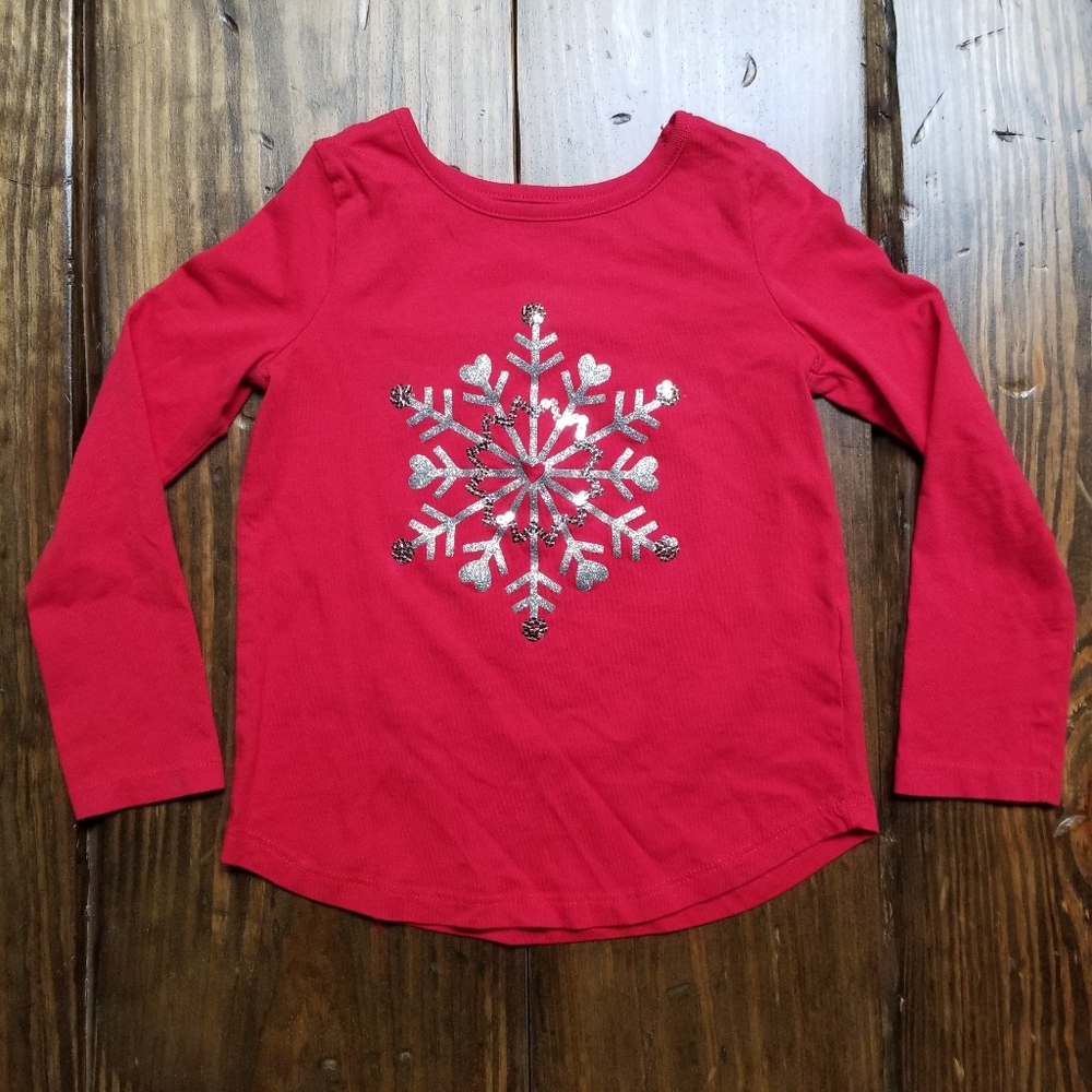Red Snowflake LST Girls Kids Christmas Winter 5T